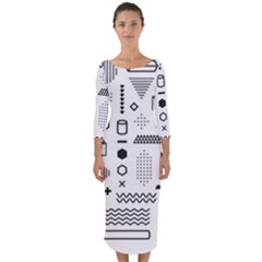 Quarter Sleeve Midi Bodycon Dress 