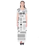 Pattern Hipster Abstract Form Geometric Line Variety Shapes Polkadots Fashion Style Seamless Short Sleeve Maxi Dress