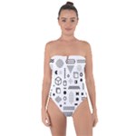 Pattern Hipster Abstract Form Geometric Line Variety Shapes Polkadots Fashion Style Seamless Tie Back One Piece Swimsuit