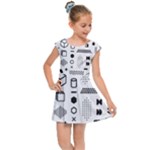 Pattern Hipster Abstract Form Geometric Line Variety Shapes Polkadots Fashion Style Seamless Kids  Cap Sleeve Dress