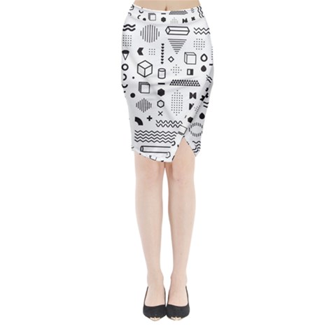 Pattern Hipster Abstract Form Geometric Line Variety Shapes Polkadots Fashion Style Seamless Midi Wrap Pencil Skirt from ArtsNow.com