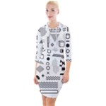 Pattern Hipster Abstract Form Geometric Line Variety Shapes Polkadots Fashion Style Seamless Quarter Sleeve Hood Bodycon Dress