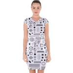 Pattern Hipster Abstract Form Geometric Line Variety Shapes Polkadots Fashion Style Seamless Capsleeve Drawstring Dress 