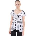 Pattern Hipster Abstract Form Geometric Line Variety Shapes Polkadots Fashion Style Seamless Lace Front Dolly Top