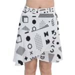 Pattern Hipster Abstract Form Geometric Line Variety Shapes Polkadots Fashion Style Seamless Chiffon Wrap Front Skirt