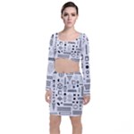 Pattern Hipster Abstract Form Geometric Line Variety Shapes Polkadots Fashion Style Seamless Top and Skirt Sets