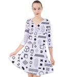 Pattern Hipster Abstract Form Geometric Line Variety Shapes Polkadots Fashion Style Seamless Quarter Sleeve Front Wrap Dress