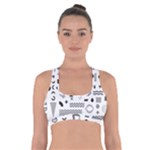 Pattern Hipster Abstract Form Geometric Line Variety Shapes Polkadots Fashion Style Seamless Cross Back Sports Bra