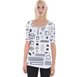 Pattern Hipster Abstract Form Geometric Line Variety Shapes Polkadots Fashion Style Seamless Wide Neckline T-Shirt