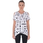 Pattern Hipster Abstract Form Geometric Line Variety Shapes Polkadots Fashion Style Seamless Cut Out Side Drop T-Shirt
