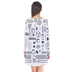 Long Sleeve V-neck Flare Dress 