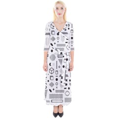 Quarter Sleeve Wrap Maxi Dress 