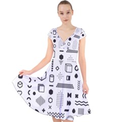Cap Sleeve Front Wrap Midi Dress 
