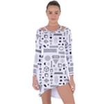 Pattern Hipster Abstract Form Geometric Line Variety Shapes Polkadots Fashion Style Seamless Asymmetric Cut-Out Shift Dress