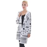 Pattern Hipster Abstract Form Geometric Line Variety Shapes Polkadots Fashion Style Seamless Hooded Pocket Cardigan