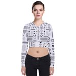 Pattern Hipster Abstract Form Geometric Line Variety Shapes Polkadots Fashion Style Seamless Long Sleeve Zip Up Bomber Jacket