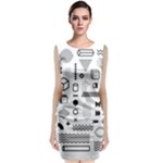 Pattern Hipster Abstract Form Geometric Line Variety Shapes Polkadots Fashion Style Seamless Sleeveless Velvet Midi Dress