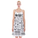 Pattern Hipster Abstract Form Geometric Line Variety Shapes Polkadots Fashion Style Seamless Spaghetti Strap Velvet Dress