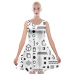 Pattern Hipster Abstract Form Geometric Line Variety Shapes Polkadots Fashion Style Seamless Velvet Skater Dress