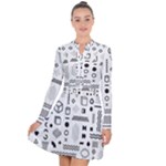 Pattern Hipster Abstract Form Geometric Line Variety Shapes Polkadots Fashion Style Seamless Long Sleeve Panel Dress