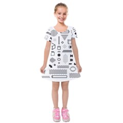 Pattern Hipster Abstract Form Geometric Line Variety Shapes Polkadots Fashion Style Seamless Kids  Short Sleeve Velvet Dress from ArtsNow.com