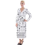 Pattern Hipster Abstract Form Geometric Line Variety Shapes Polkadots Fashion Style Seamless Velvet Maxi Wrap Dress