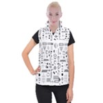 Pattern Hipster Abstract Form Geometric Line Variety Shapes Polkadots Fashion Style Seamless Women s Button Up Vest