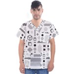 Pattern Hipster Abstract Form Geometric Line Variety Shapes Polkadots Fashion Style Seamless Men s V-Neck Scrub Top