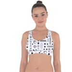 Pattern Hipster Abstract Form Geometric Line Variety Shapes Polkadots Fashion Style Seamless Cross String Back Sports Bra