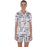 Pattern Hipster Abstract Form Geometric Line Variety Shapes Polkadots Fashion Style Seamless Satin Short Sleeve Pajamas Set