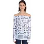 Pattern Hipster Abstract Form Geometric Line Variety Shapes Polkadots Fashion Style Seamless Off Shoulder Long Sleeve Top