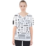 Pattern Hipster Abstract Form Geometric Line Variety Shapes Polkadots Fashion Style Seamless V-Neck Dolman Drape Top