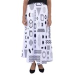 Pattern Hipster Abstract Form Geometric Line Variety Shapes Polkadots Fashion Style Seamless Flared Maxi Skirt