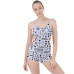 Pattern Hipster Abstract Form Geometric Line Variety Shapes Polkadots Fashion Style Seamless Boyleg Tankini Set 
