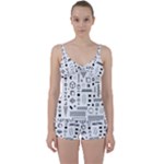 Pattern Hipster Abstract Form Geometric Line Variety Shapes Polkadots Fashion Style Seamless Tie Front Two Piece Tankini