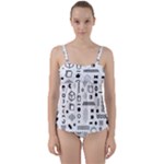 Pattern Hipster Abstract Form Geometric Line Variety Shapes Polkadots Fashion Style Seamless Twist Front Tankini Set