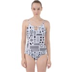 Pattern Hipster Abstract Form Geometric Line Variety Shapes Polkadots Fashion Style Seamless Cut Out Top Tankini Set