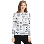 Pattern Hipster Abstract Form Geometric Line Variety Shapes Polkadots Fashion Style Seamless Women s Long Sleeve Rash Guard