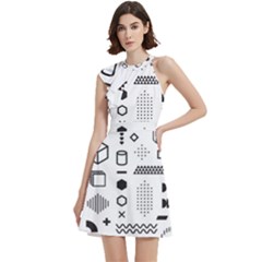 Cocktail Party Halter Sleeveless Dress With Pockets 