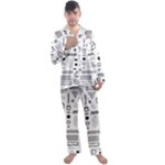 Pattern Hipster Abstract Form Geometric Line Variety Shapes Polkadots Fashion Style Seamless Men s Long Sleeve Satin Pajamas Set
