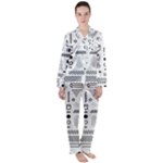 Pattern Hipster Abstract Form Geometric Line Variety Shapes Polkadots Fashion Style Seamless Women s Long Sleeve Satin Pajamas Set	