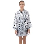 Pattern Hipster Abstract Form Geometric Line Variety Shapes Polkadots Fashion Style Seamless Long Sleeve Satin Kimono