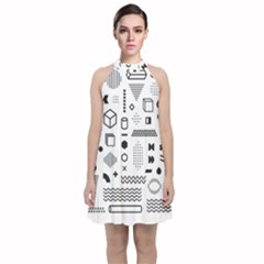Velvet Halter Neckline Dress  