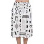 Pattern Hipster Abstract Form Geometric Line Variety Shapes Polkadots Fashion Style Seamless Velvet Flared Midi Skirt