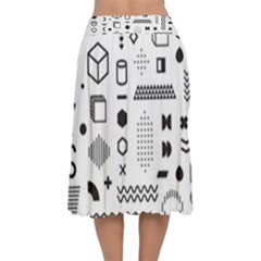 Velvet Flared Midi Skirt 