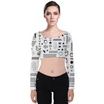Pattern Hipster Abstract Form Geometric Line Variety Shapes Polkadots Fashion Style Seamless Velvet Long Sleeve Crop Top