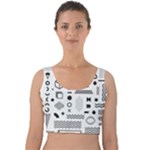 Pattern Hipster Abstract Form Geometric Line Variety Shapes Polkadots Fashion Style Seamless Velvet Crop Top