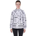 Pattern Hipster Abstract Form Geometric Line Variety Shapes Polkadots Fashion Style Seamless Women s High Neck Windbreaker