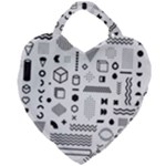 Pattern Hipster Abstract Form Geometric Line Variety Shapes Polkadots Fashion Style Seamless Giant Heart Shaped Tote