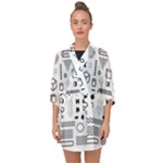 Pattern Hipster Abstract Form Geometric Line Variety Shapes Polkadots Fashion Style Seamless Half Sleeve Chiffon Kimono